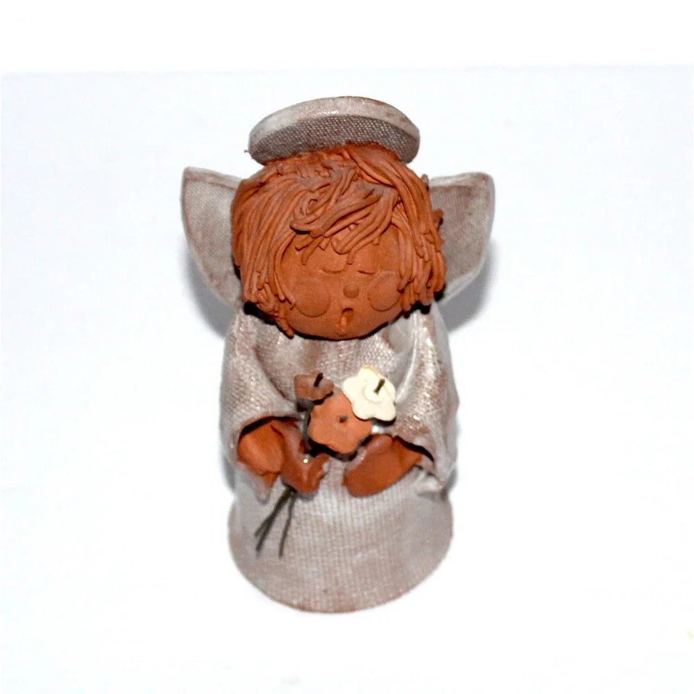 Vintage Clay Pottery Studio Figurine Angel Choir folk art sculpture terracotta